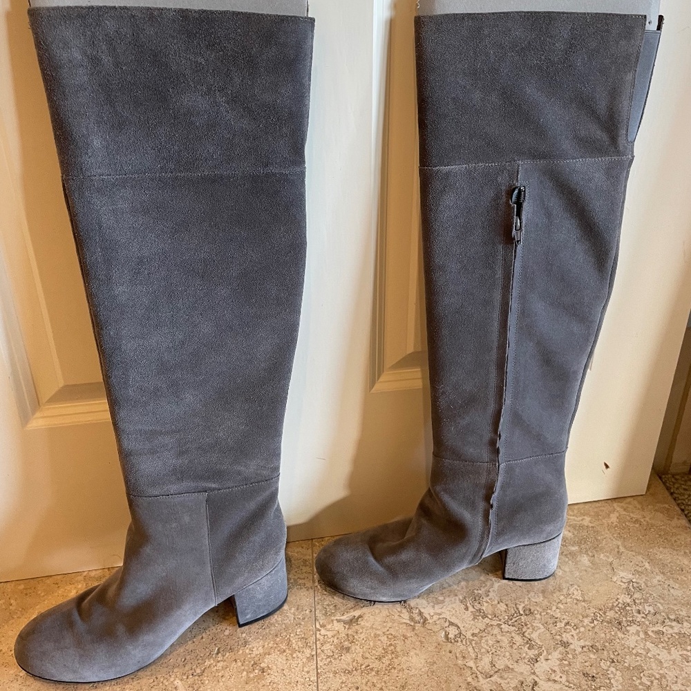 Clarks Gray Suede Tall Boots